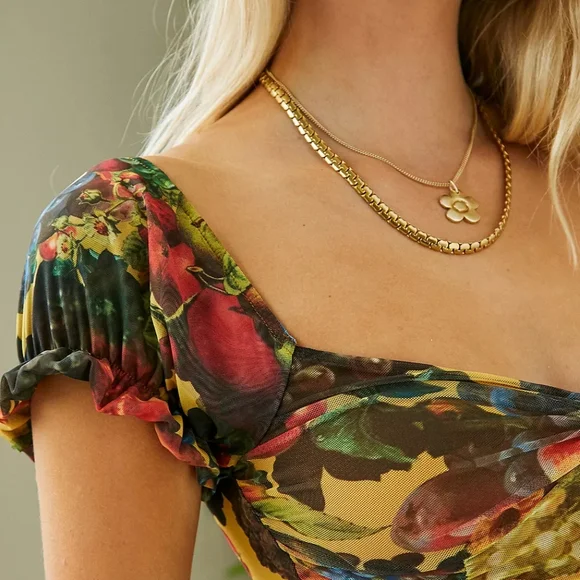 P.17 UO Retro Fruit Off-Shoulder Mini Dress Size M - Picture 3 of 6